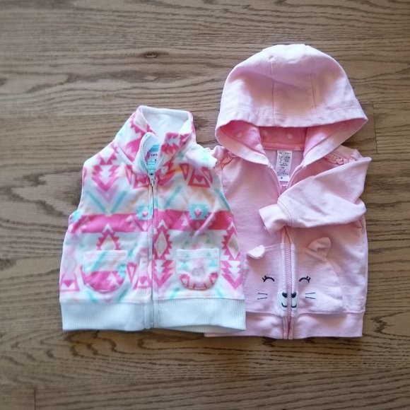 *3 for $20*Carter's 6M pink hooded jacket and pink Aztec vest set of 2 - Picture 1 of 3